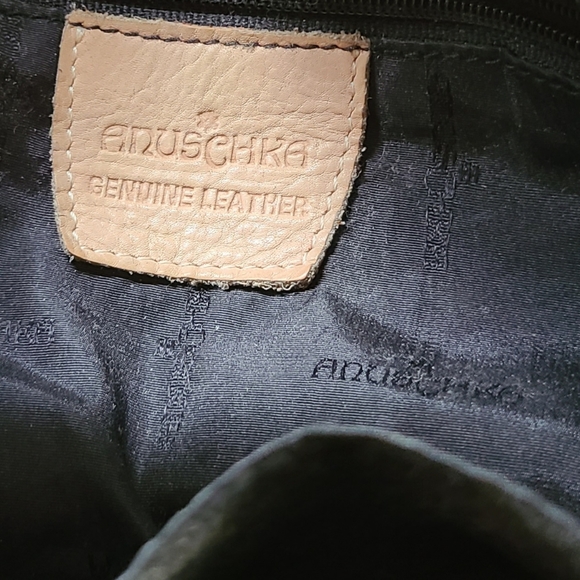 2012 Anuschka Slouch Hobo Purse Bag Leopard Flower Butterfly - Picture 4 of 8